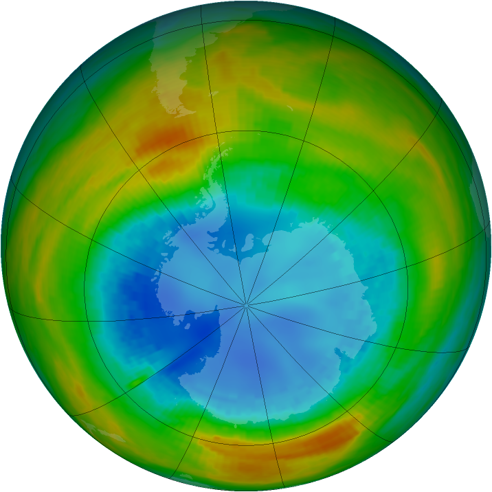 Antarctic ozone map for 23 August 1986
